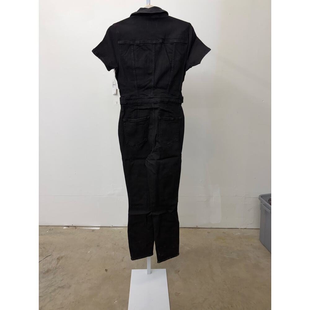 NWT Good American Sz M Fit For Success Black Denim Short Sleeve Utility Jumpsuit - Picture 4 of 6